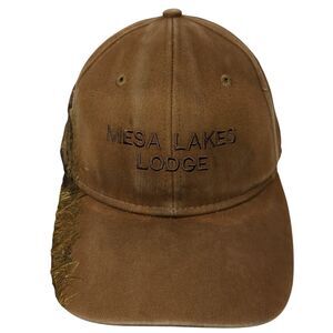 Mesa Lakes Lodge Colorado Strapback Hat Brown OS Adjustable Embroidered Dri-Duck